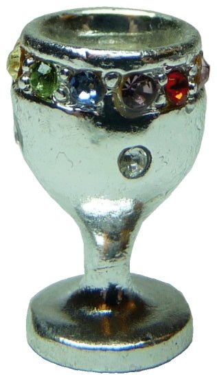 Dollhouse Silver Chalice Goblet Large with Random Jewels 1:12 Scale Miniature - MiniatureCrush