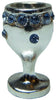 Dollhouse Silver Chalice Goblet with Sapphire Jewels 1:12 Scale Miniature