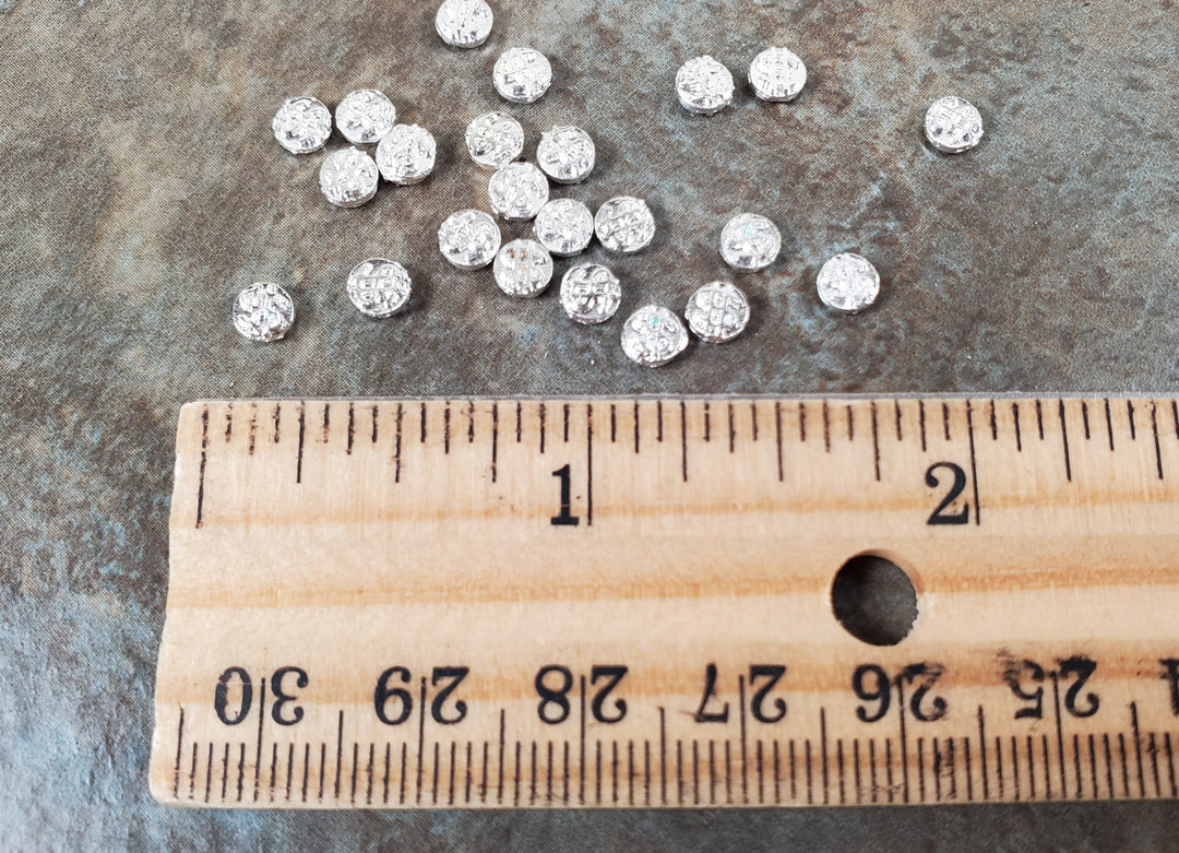 Dollhouse Silver Coins Metal x25 Pieces 1:12 Scale Miniature - MiniatureCrush