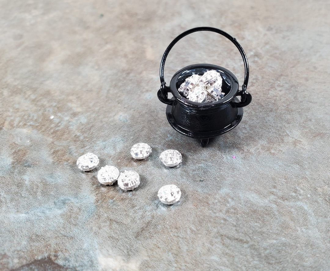 Dollhouse Silver Coins Metal x25 Pieces 1:12 Scale Miniature - MiniatureCrush
