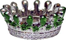 Dollhouse Silver Crown with Emerald Detail 1:12 Scale Miniature - MiniatureCrush