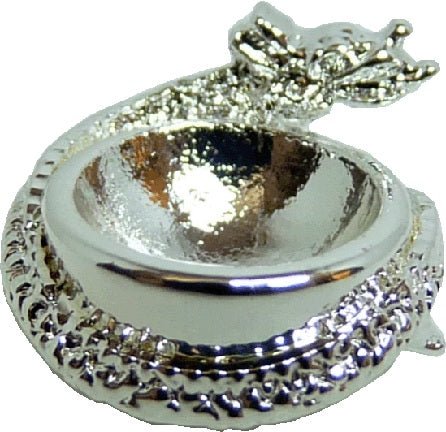 Dollhouse Silver Metal Dragon Bowl 1:12 Scale Miniature - MiniatureCrush