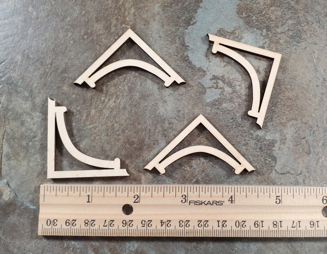 Dollhouse Simple Arch Wood Corbels Decoration Apex Trim 1:12 Scale Miniature x4 - MiniatureCrush