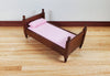 Dollhouse Single Bed Wood with a Walnut Finish Pink Sheets 1:12 Scale Miniature