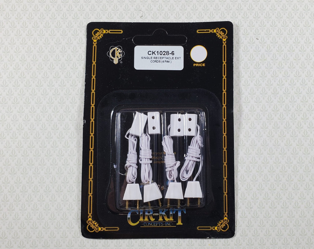 Dollhouse Single Receptacle Plug with Extension Cord x4 1:12 Scale Miniatures - MiniatureCrush