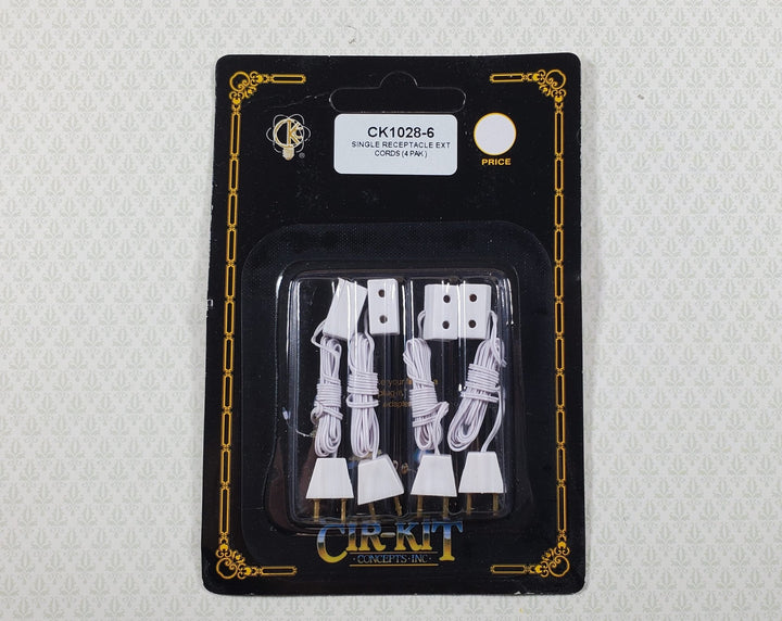Dollhouse Single Receptacle Plug with Extension Cord x4 1:12 Scale Miniatures - MiniatureCrush