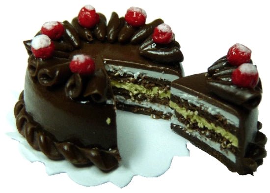 Dollhouse Sliced 3 Layer Chocolate Caramel Cake 1:12 Scale Miniature Dessert - MiniatureCrush