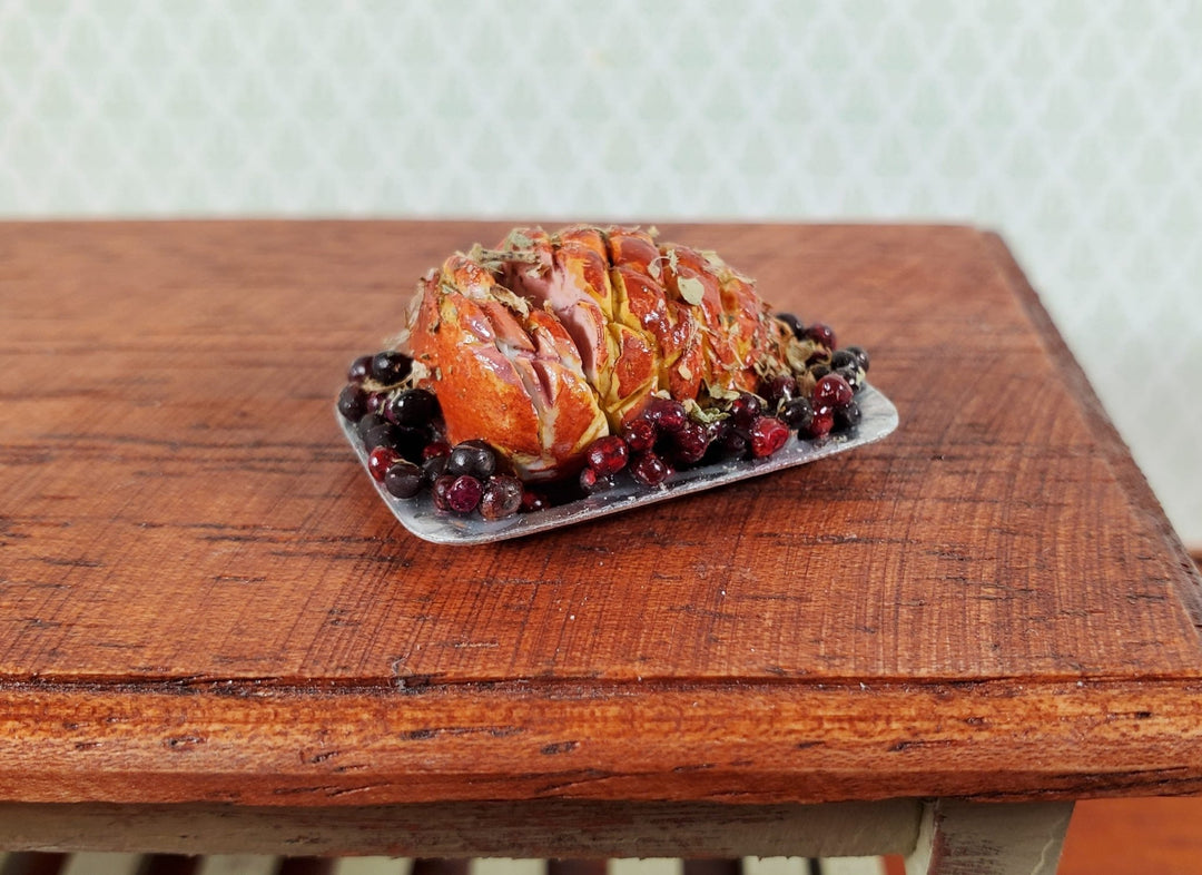 Dollhouse Sliced Ham on a Platter with Cherries 1:12 Scale Miniature Food - Miniature Crush