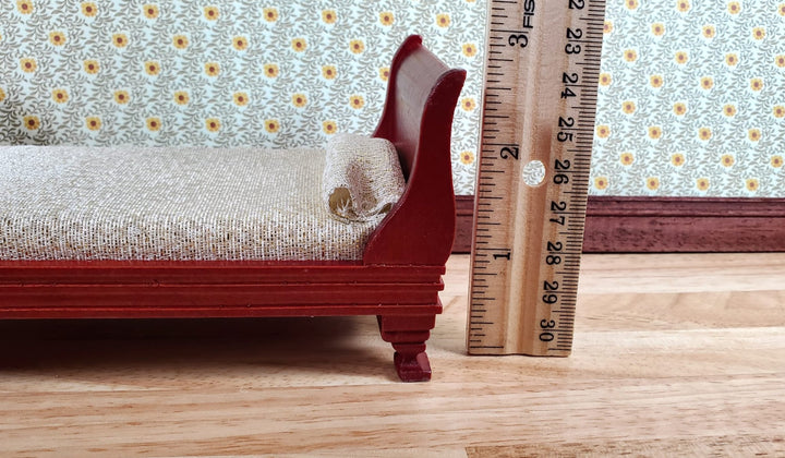 Dollhouse Small Bed Single Sleigh Mahogany Finish 1:12 Scale Bedroom Furniture - Miniature Crush