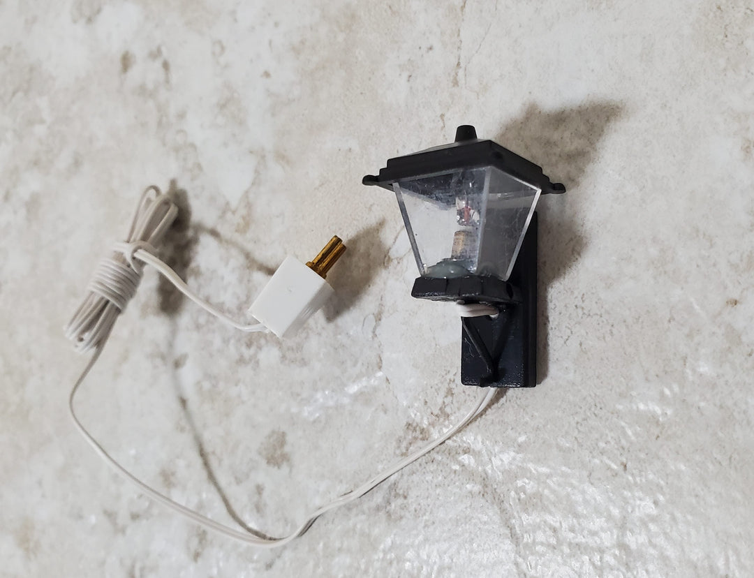 Dollhouse Small Black Coach Light 1:12 Scale Miniature 12 Volt w/Plug Porch Lamp - MiniatureCrush