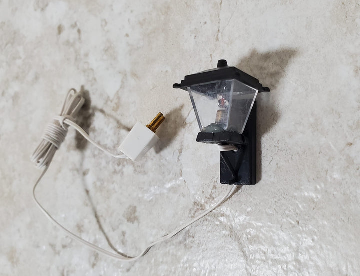 Dollhouse Small Black Coach Light 1:12 Scale Miniature 12 Volt w/Plug Porch Lamp - MiniatureCrush