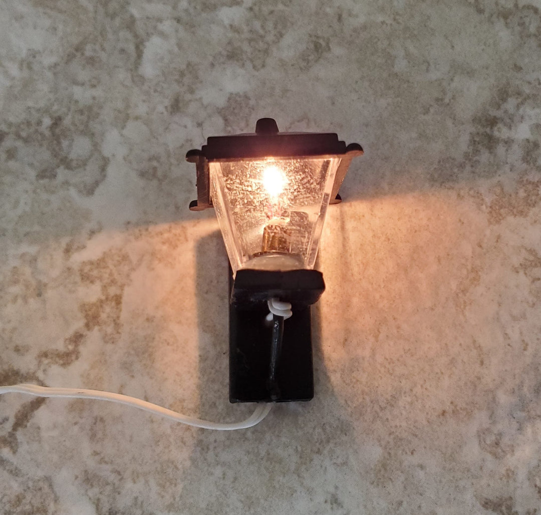 Dollhouse Small Black Coach Light 1:12 Scale Miniature 12 Volt w/Plug Porch Lamp - MiniatureCrush