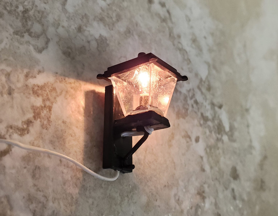 Dollhouse Small Black Coach Light 1:12 Scale Miniature 12 Volt w/Plug Porch Lamp - MiniatureCrush