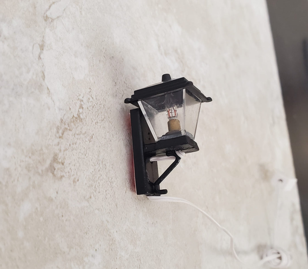 Dollhouse Small Black Coach Light 1:12 Scale Miniature 12 Volt w/Plug Porch Lamp - MiniatureCrush
