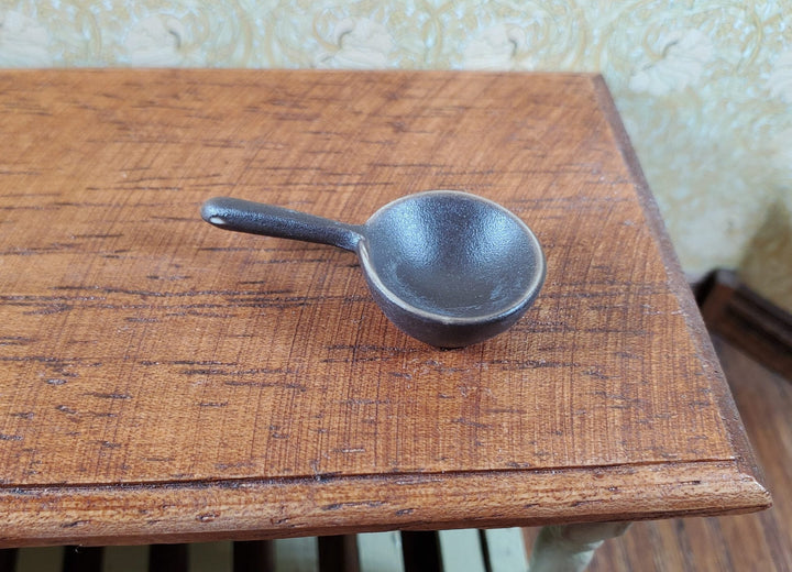 Dollhouse Small Brown Ceramic Soup Pot with Handle 1:12 Scale Miniature - MiniatureCrush