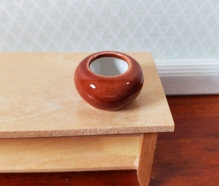 Dollhouse Small Brown Ceramic Vase 1:12 Scale Miniature - MiniatureCrush