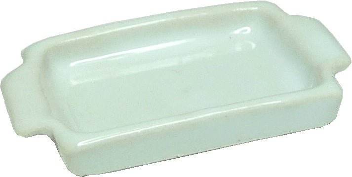 Dollhouse Small Ceramic Casserole Dish White 1:12 Scale Miniature Dish - MiniatureCrush