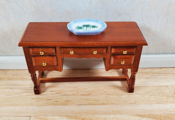 Dollhouse Small Ceramic Platter Palm Tree Decoration 1:12 Scale Miniature - MiniatureCrush