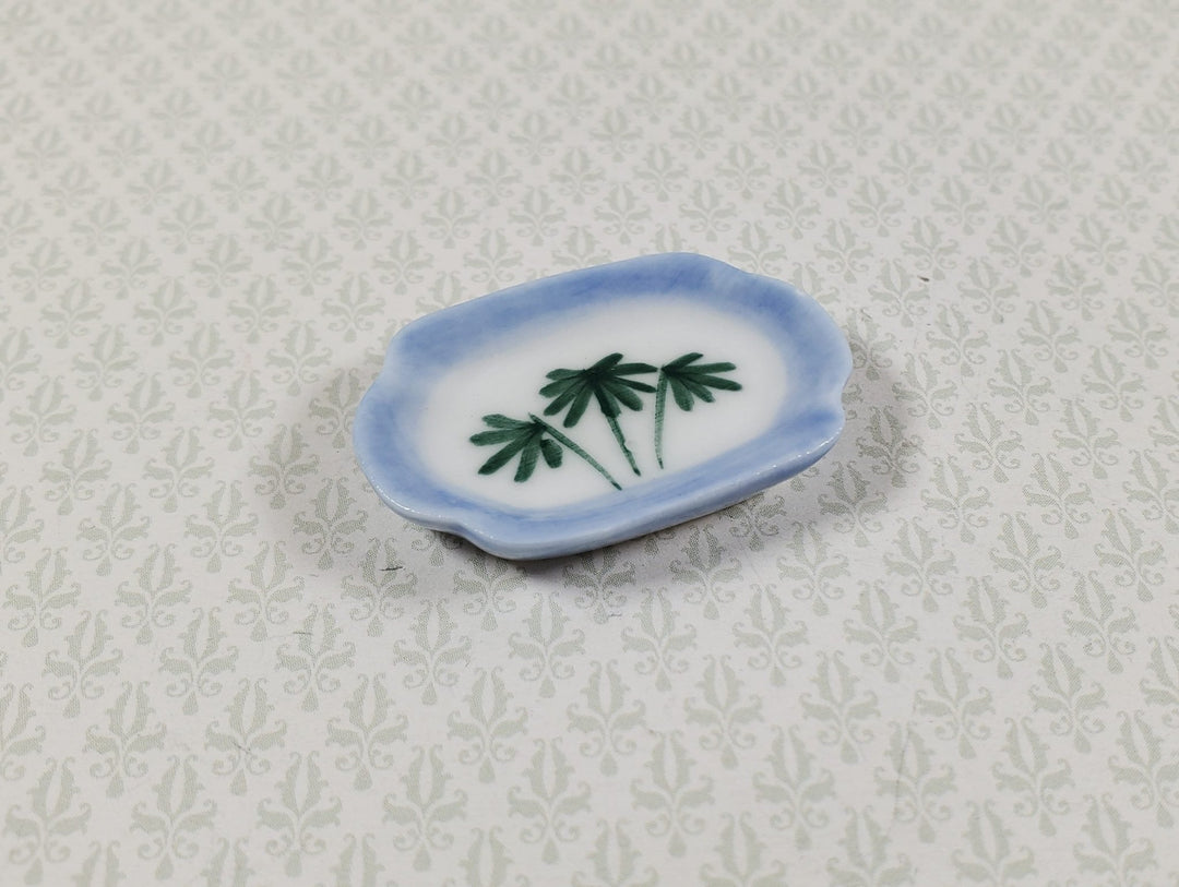 Dollhouse Small Ceramic Platter Palm Tree Decoration 1:12 Scale Miniature - MiniatureCrush