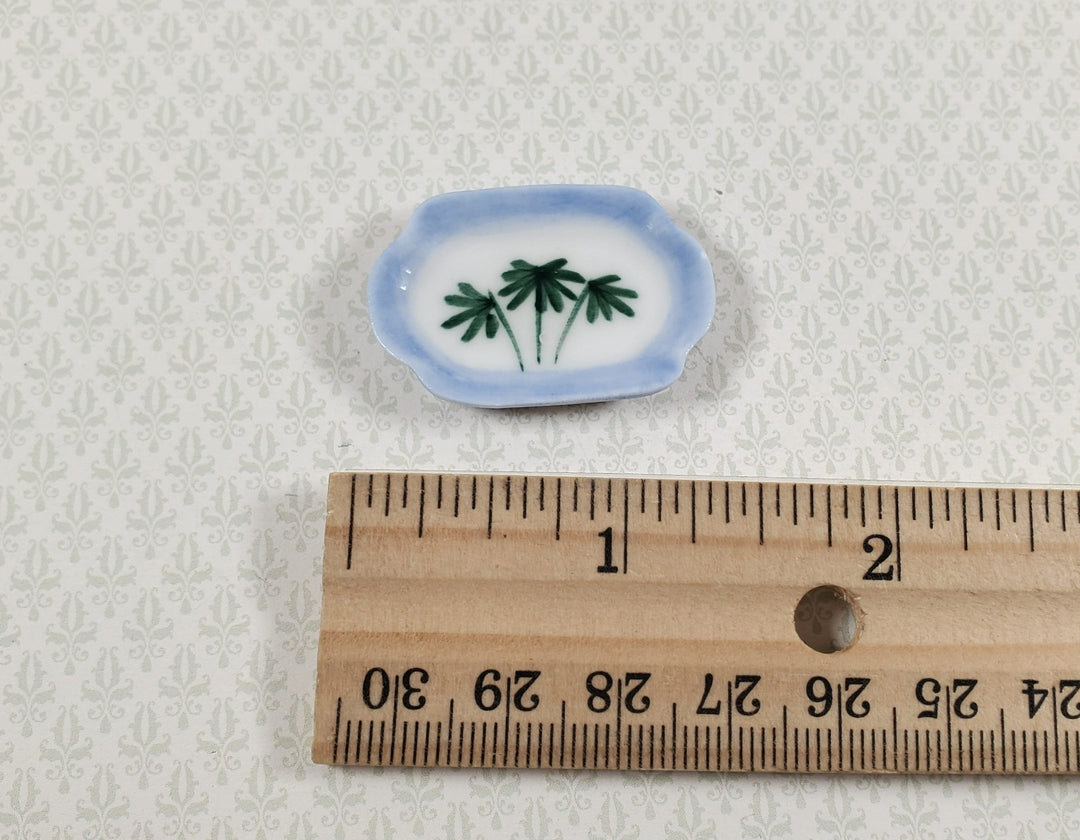 Dollhouse Small Ceramic Platter Palm Tree Decoration 1:12 Scale Miniature - MiniatureCrush