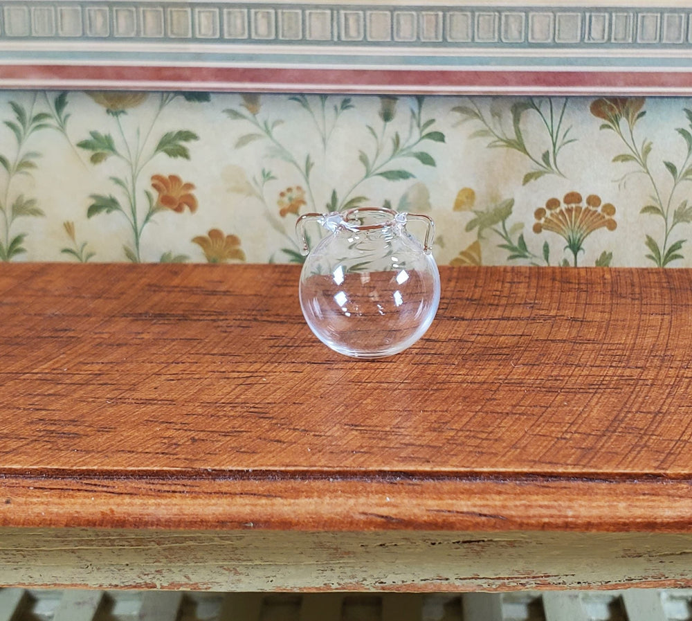 Dollhouse Small Clear Glass Urn Vase with Handles 1:12 Scale Miniature Kitchen - MiniatureCrush