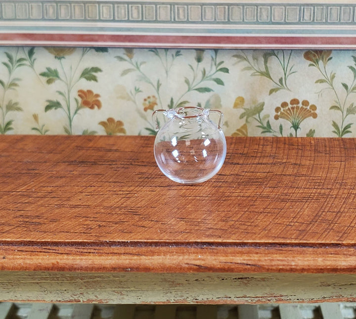 Dollhouse Small Clear Glass Urn Vase with Handles 1:12 Scale Miniature Kitchen - MiniatureCrush