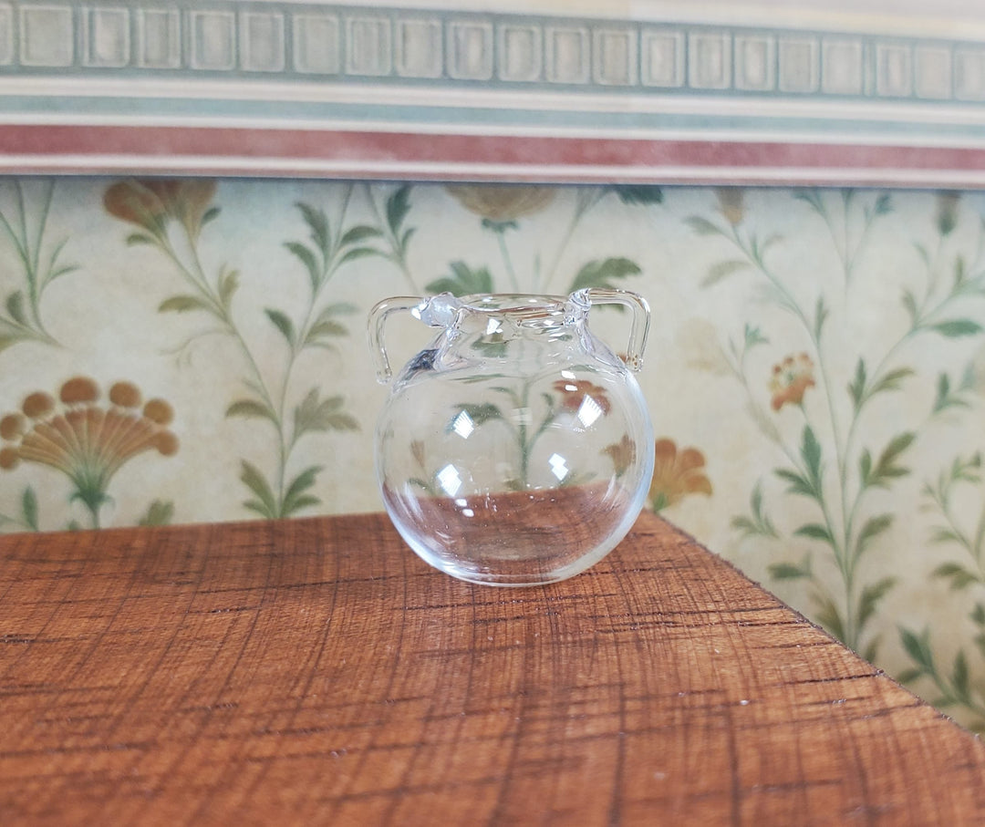 Dollhouse Small Clear Glass Urn Vase with Handles 1:12 Scale Miniature Kitchen - MiniatureCrush