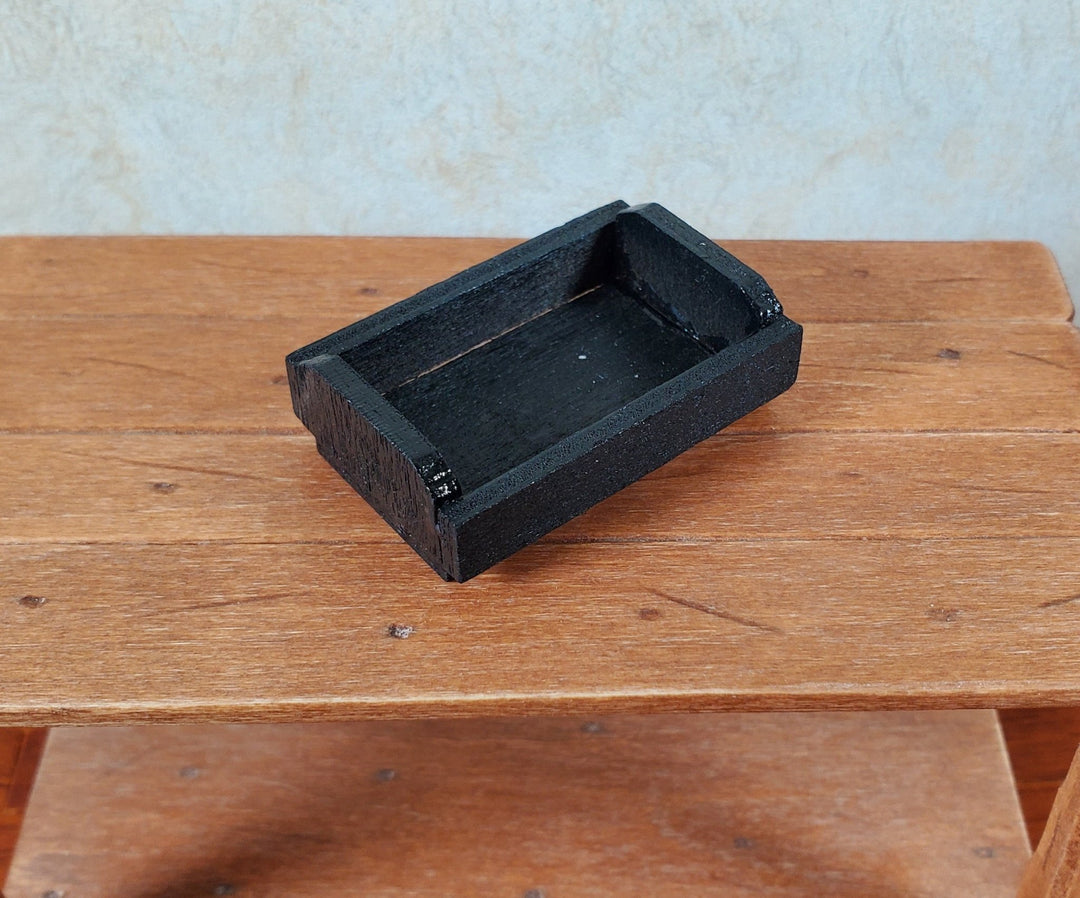 Dollhouse Small Crate Black Wood for Groceries Fruits Tools 1:12 Scale Miniature - MiniatureCrush