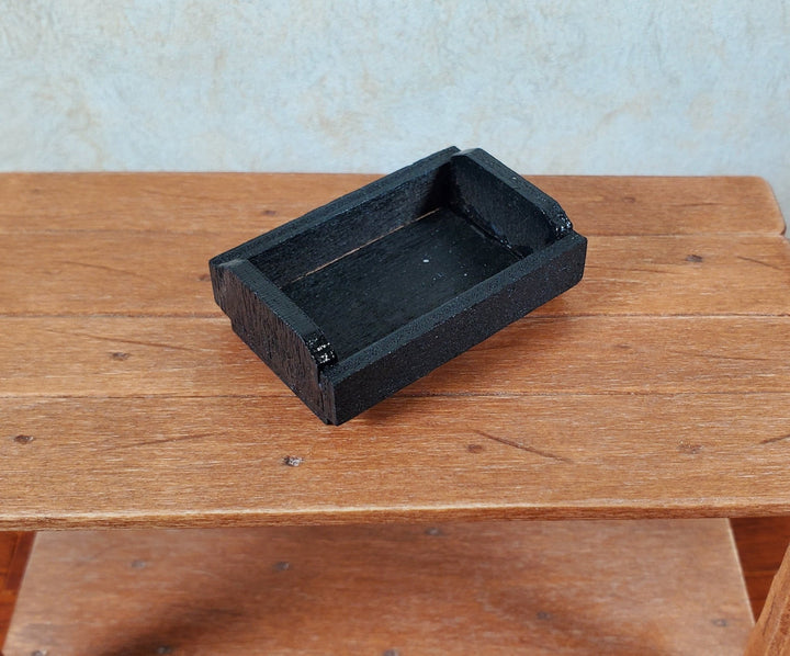 Dollhouse Small Crate Black Wood for Groceries Fruits Tools 1:12 Scale Miniature - MiniatureCrush