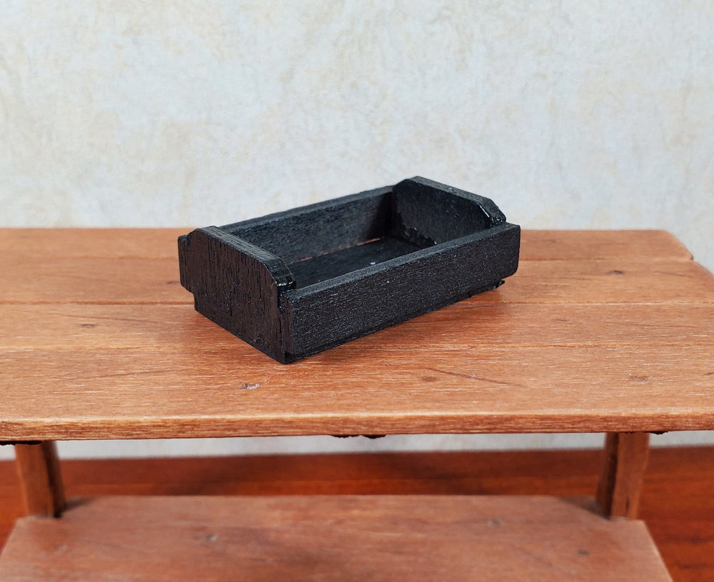 Dollhouse Small Crate Black Wood for Groceries Fruits Tools 1:12 Scale Miniature - MiniatureCrush