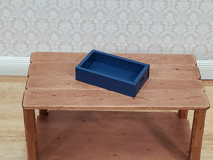 Dollhouse Small Crate Blue Wood for Groceries Fruits Tools 1:12 Scale Miniatures - MiniatureCrush
