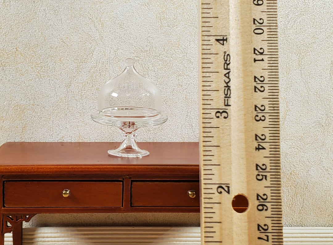 Dollhouse Small Domed Clear Glass Dessert Plate Pedestal 1:12 Scale Miniature - MiniatureCrush