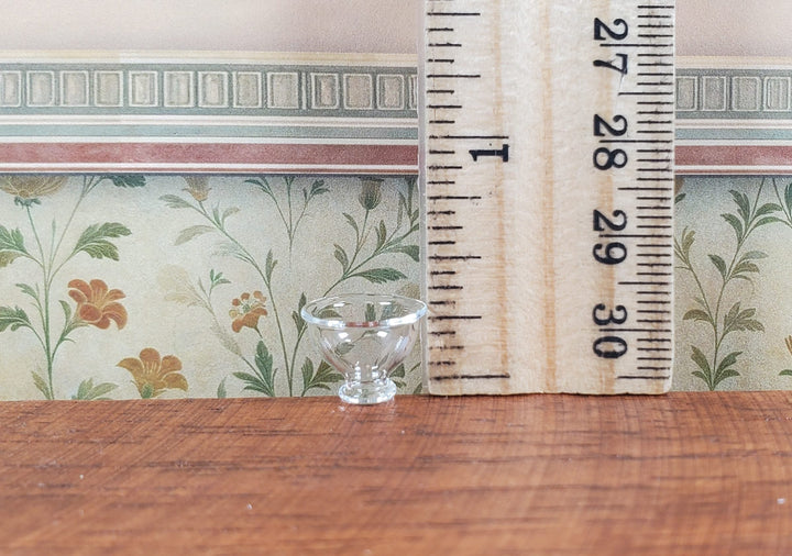 Dollhouse Small Glass Footed Bowl Clear 1:12 Scale Miniature - MiniatureCrush