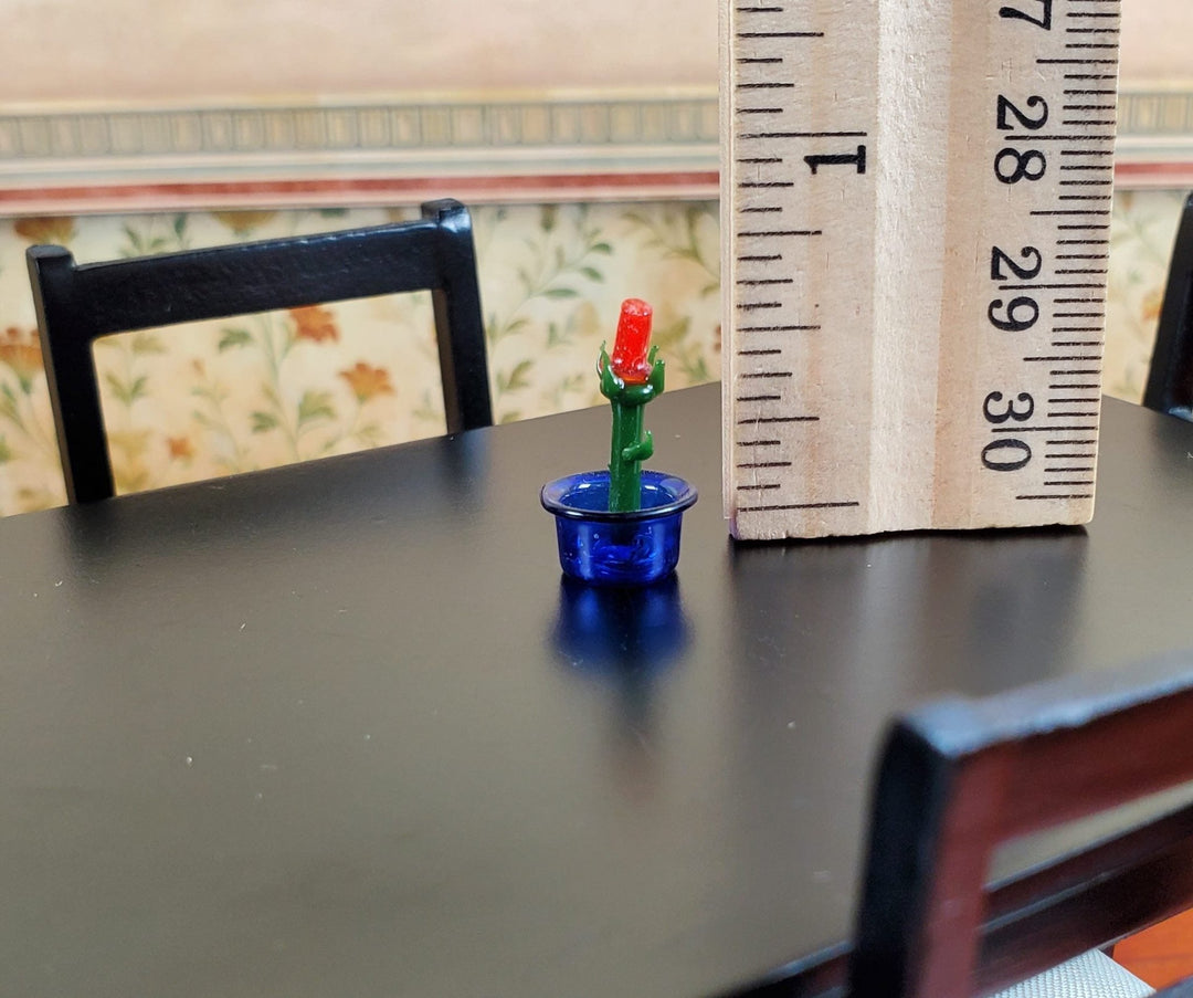 Dollhouse Small Glass Rose Centerpiece Sculpture 1:12 Scale Miniature - MiniatureCrush
