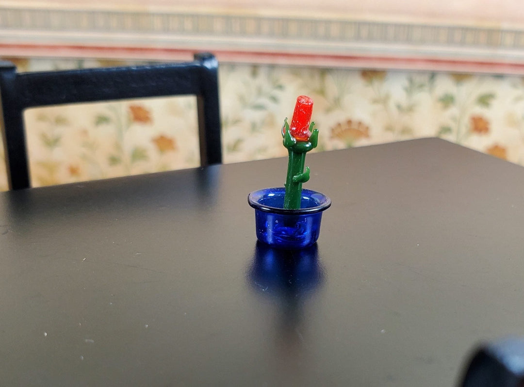 Dollhouse Small Glass Rose Centerpiece Sculpture 1:12 Scale Miniature - MiniatureCrush