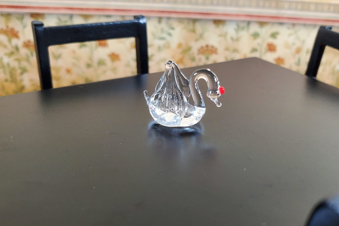 Dollhouse Small Glass Swan Centerpiece Sculpture 1:12 Scale Miniature - MiniatureCrush