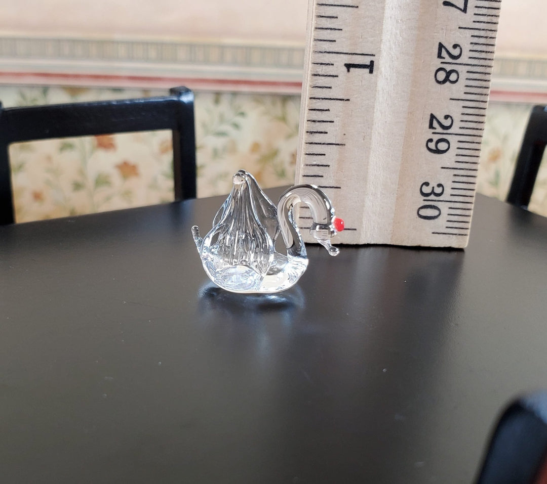 Dollhouse Small Glass Swan Centerpiece Sculpture 1:12 Scale Miniature - MiniatureCrush