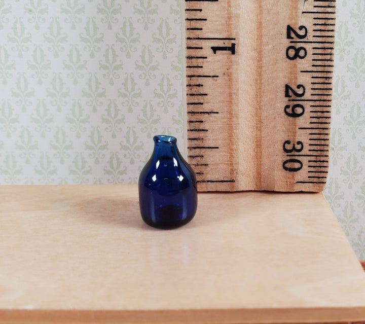 Dollhouse Small Jar Round Cobalt Blue Glass Bottle 1:12 Scale Miniature Decor - MiniatureCrush