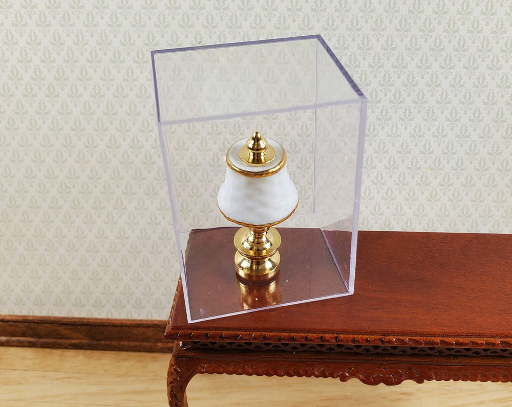 Dollhouse Small Lamp Non - Working White Gold Reutter Porcelain 1:12 Scale - MiniatureCrush