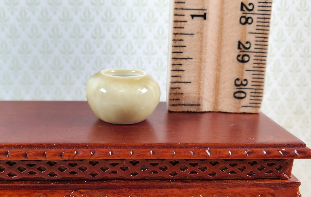 Dollhouse Small Light Brown Round Ceramic Vase 1:12 Scale Miniature - MiniatureCrush