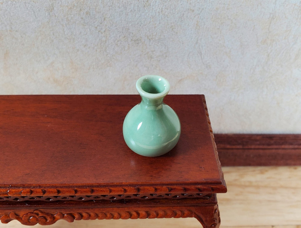 Dollhouse Small Light Green Ceramic Vase or Jar 1:12 Scale Miniature - MiniatureCrush