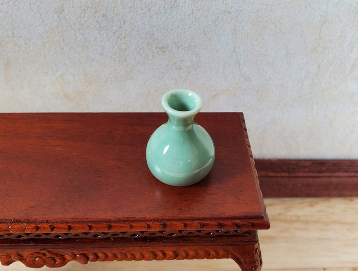 Dollhouse Small Light Green Ceramic Vase or Jar 1:12 Scale Miniature - MiniatureCrush