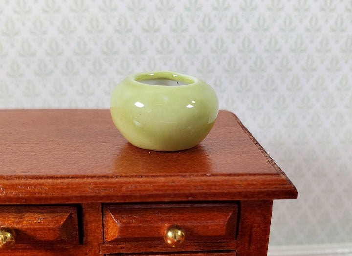 Dollhouse Small Light Green Round Ceramic Vase 1:12 Scale Miniature - MiniatureCrush