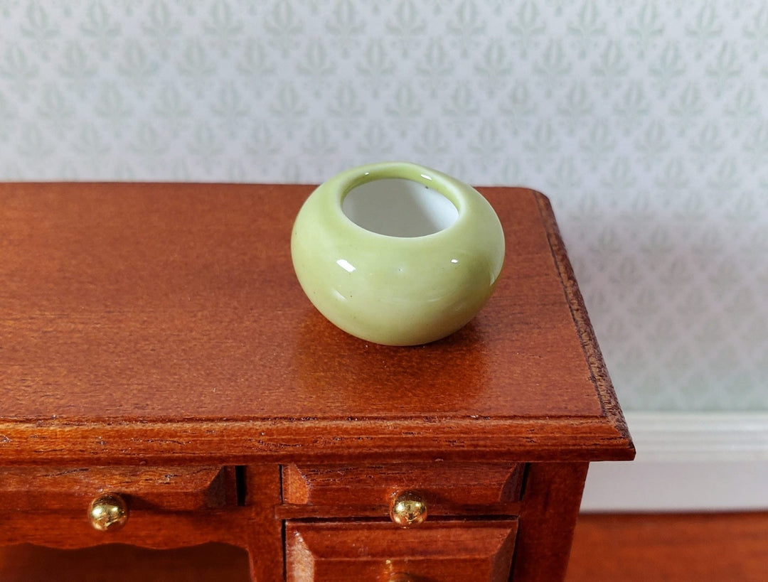 Dollhouse Small Light Green Round Ceramic Vase 1:12 Scale Miniature - MiniatureCrush