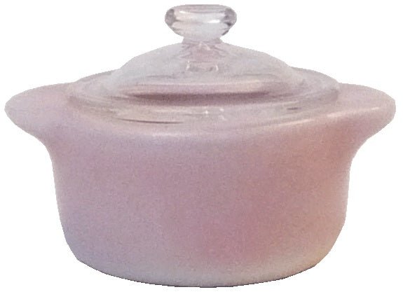 Dollhouse Small Light Pink Ceramic Pot with Glass Lid 1:12 Scale - MiniatureCrush
