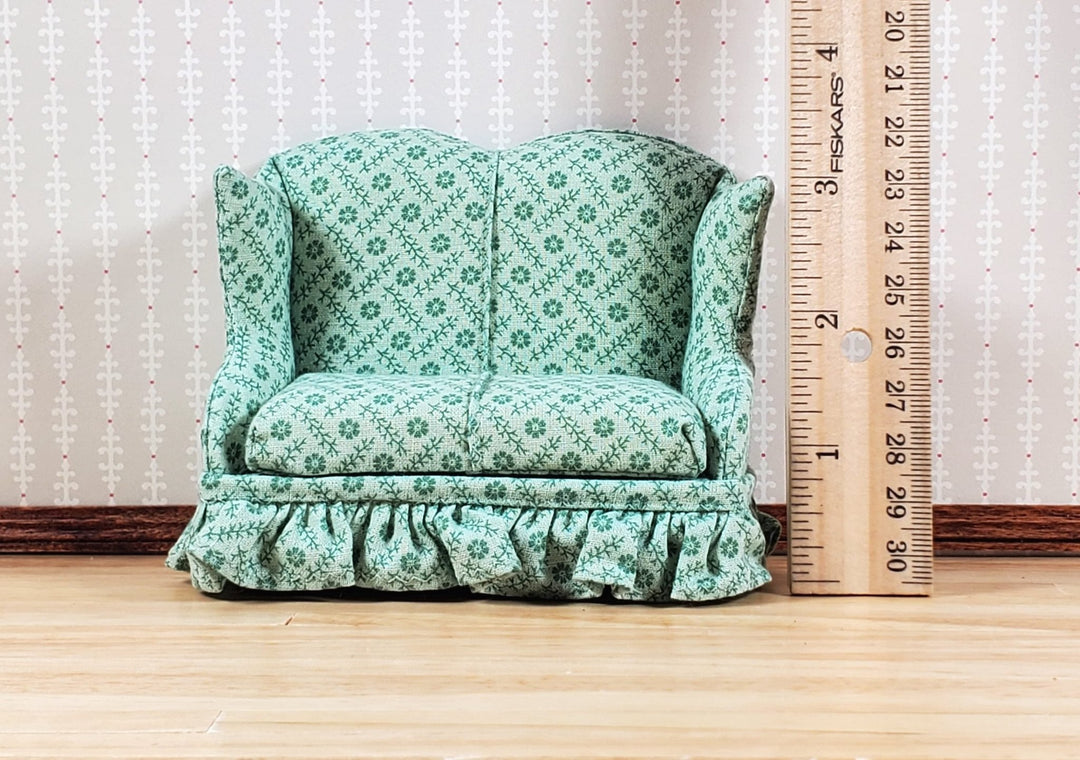 Dollhouse Small Loveseat Sofa Sage Green 1:12 Scale Miniature Furniture - MiniatureCrush