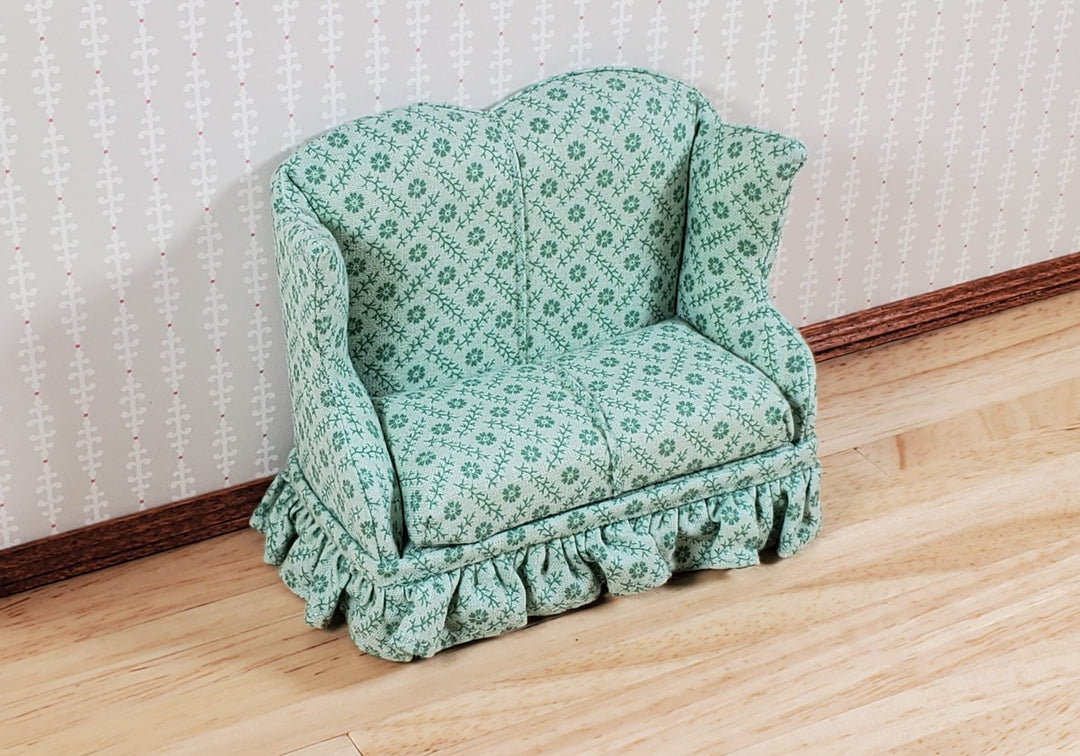 Dollhouse Small Loveseat Sofa Sage Green 1:12 Scale Miniature Furniture - MiniatureCrush