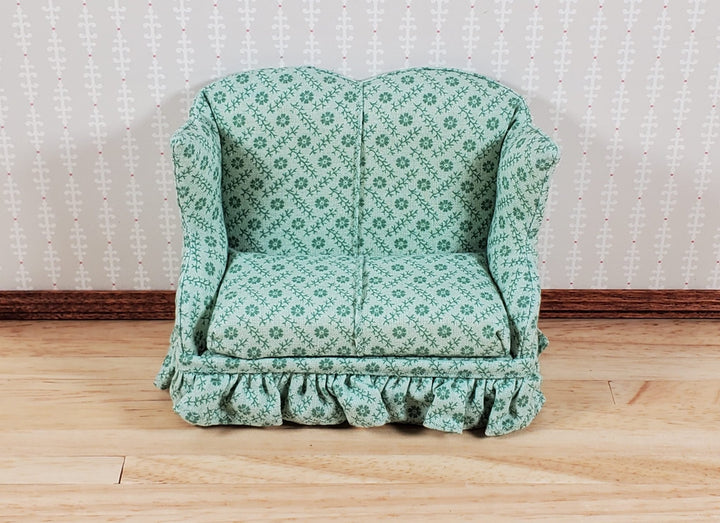 Dollhouse Small Loveseat Sofa Sage Green 1:12 Scale Miniature Furniture - MiniatureCrush