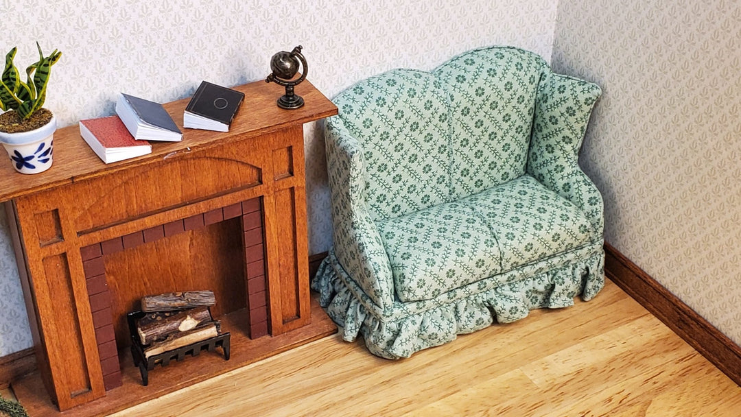 Dollhouse Small Loveseat Sofa Sage Green 1:12 Scale Miniature Furniture - MiniatureCrush