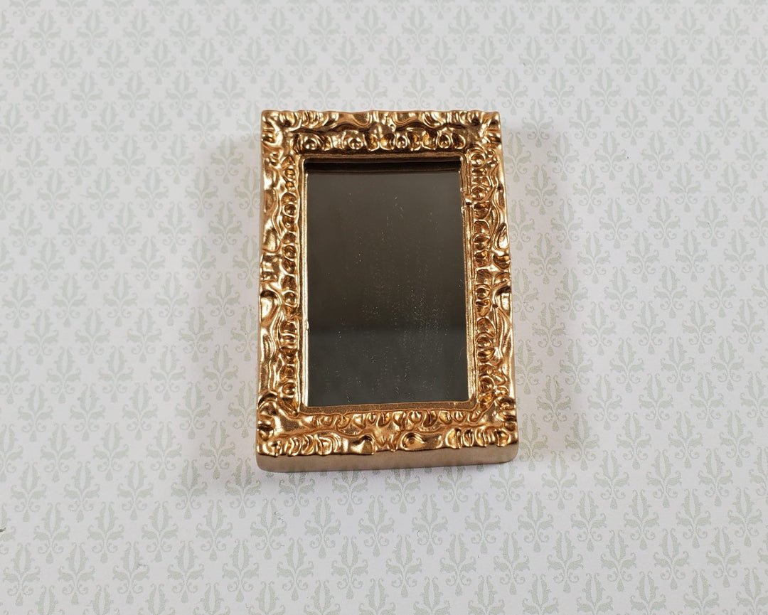 Dollhouse Small Mirror with Fancy Gold Frame 1:12 Scale Miniature Accessory - Miniature Crush